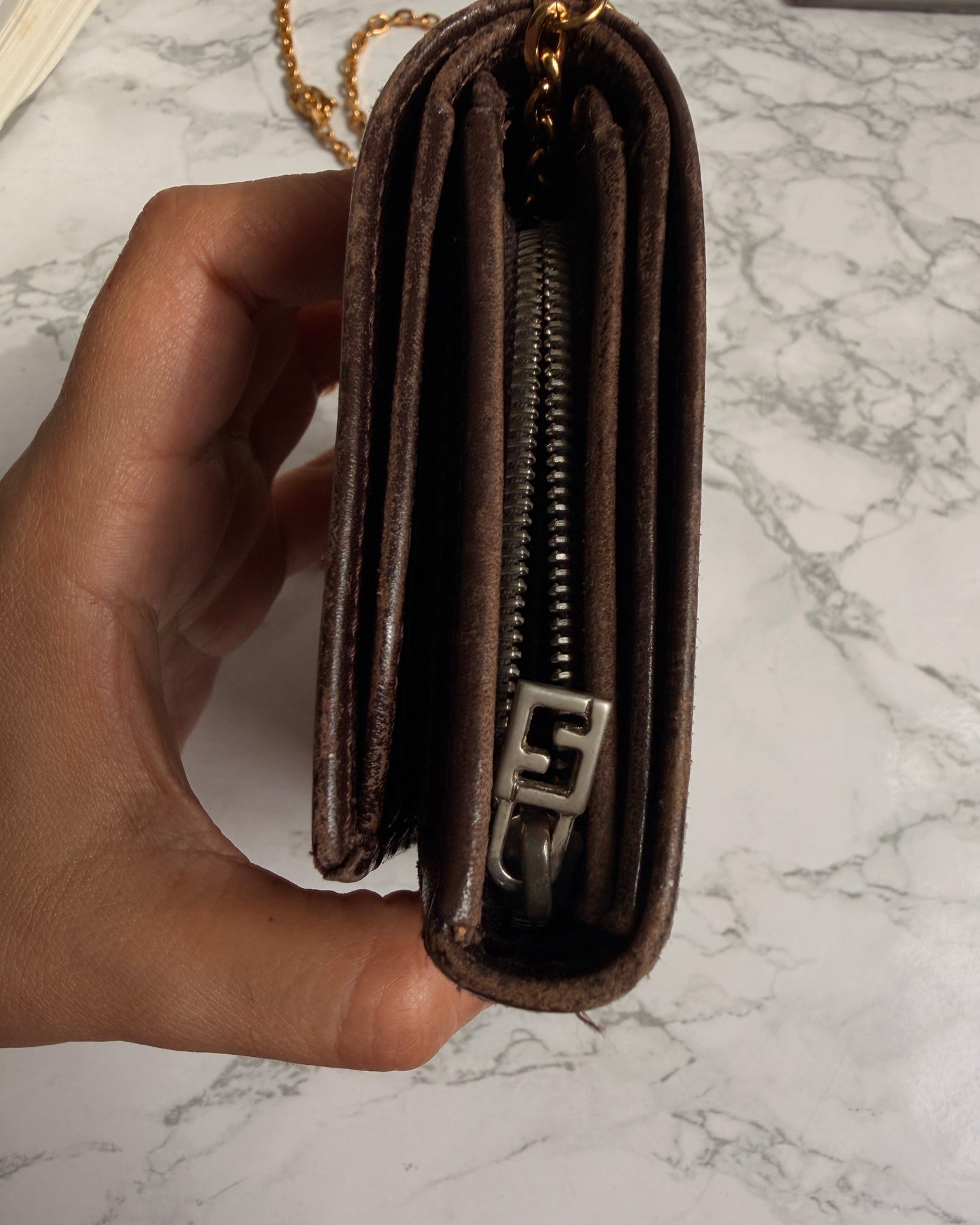 Authentic Fendi Pre-Owned Zucca Wallet on Chain
