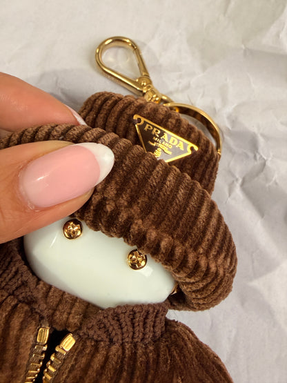 Authentic Prada Robot Bag Charm – Brown Corduroy