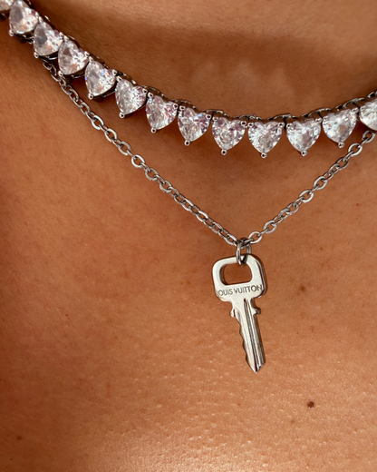 Authentic Louis Vuitton Key Pendant- Dainty Silver Necklace