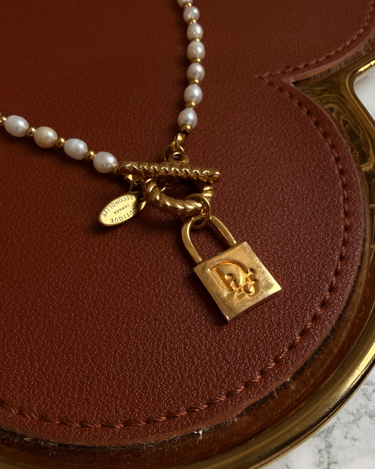 Authentic  Dior Padlock - Reworked Pearls Necklace