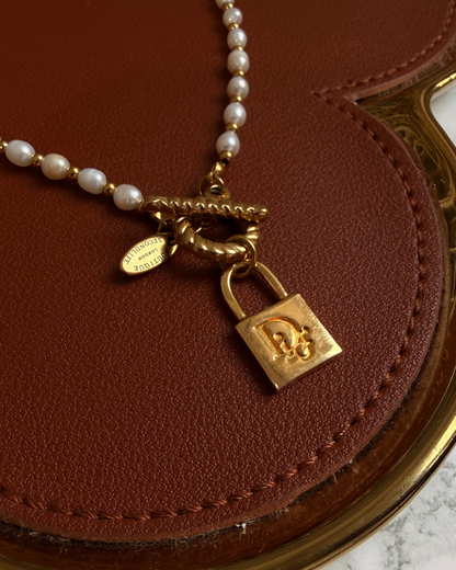 Authentic  Dior Padlock - Reworked Pearls Necklace