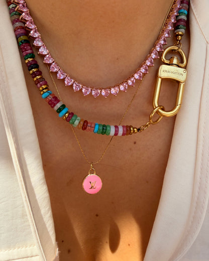 Authentic Louis Vuitton Rose Logo Pendant- Necklace