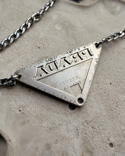 Authentic Silver Prada plaque tag - Reworked Necklace