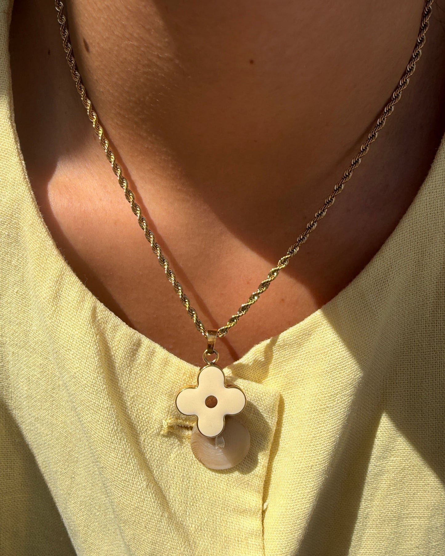 Authentic Louis Vuitton White Round Pendant- Necklace