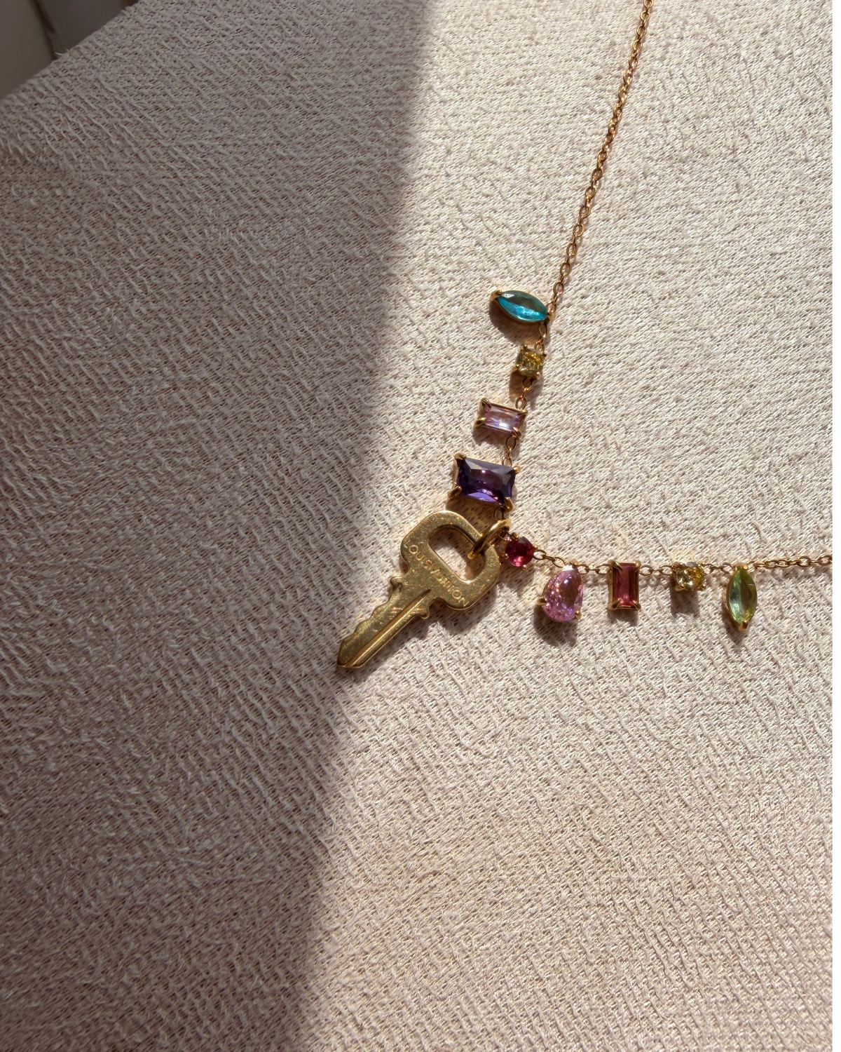 Authentic Louis Vuitton Key Pendant- Necklace Stones