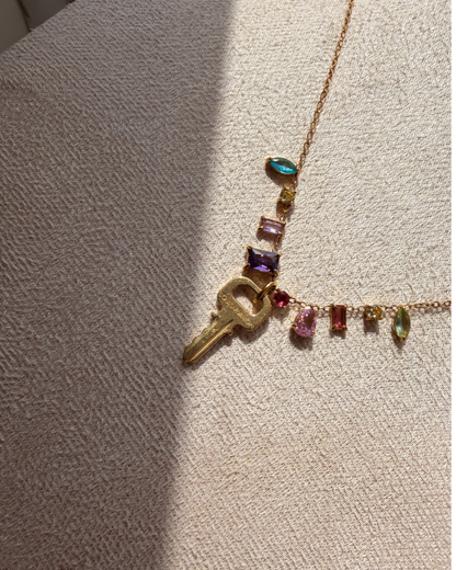 Authentic Louis Vuitton Key Pendant- Necklace Stones