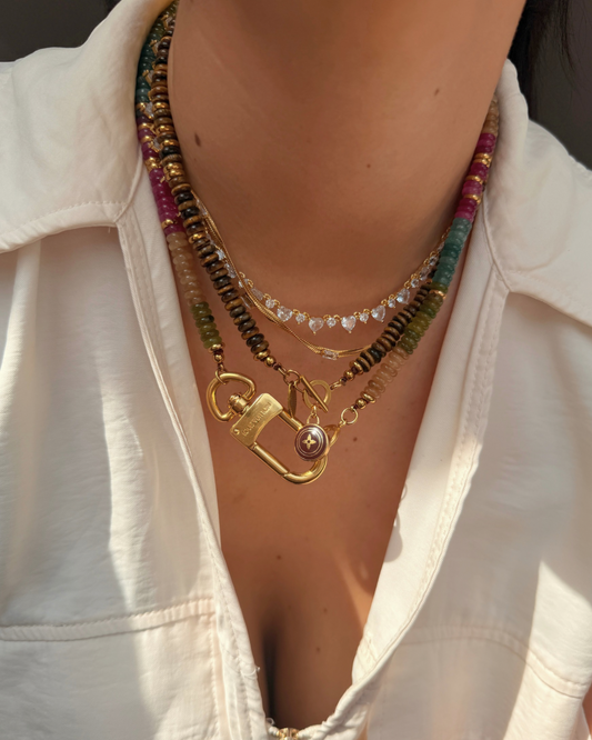 Authentic Louis Vuitton Clasp - Natural Stone Necklace