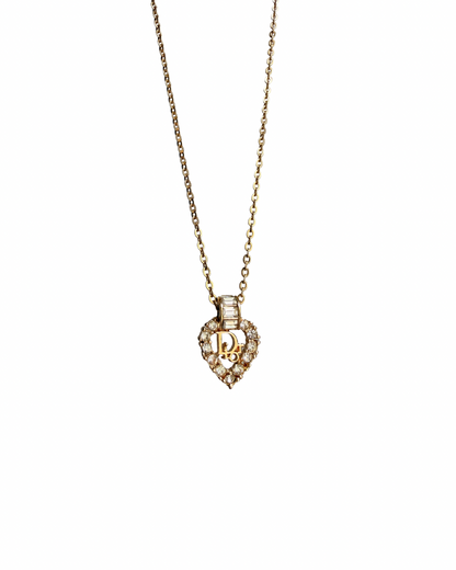 Authentic Dior Heart Rhinestone Necklace