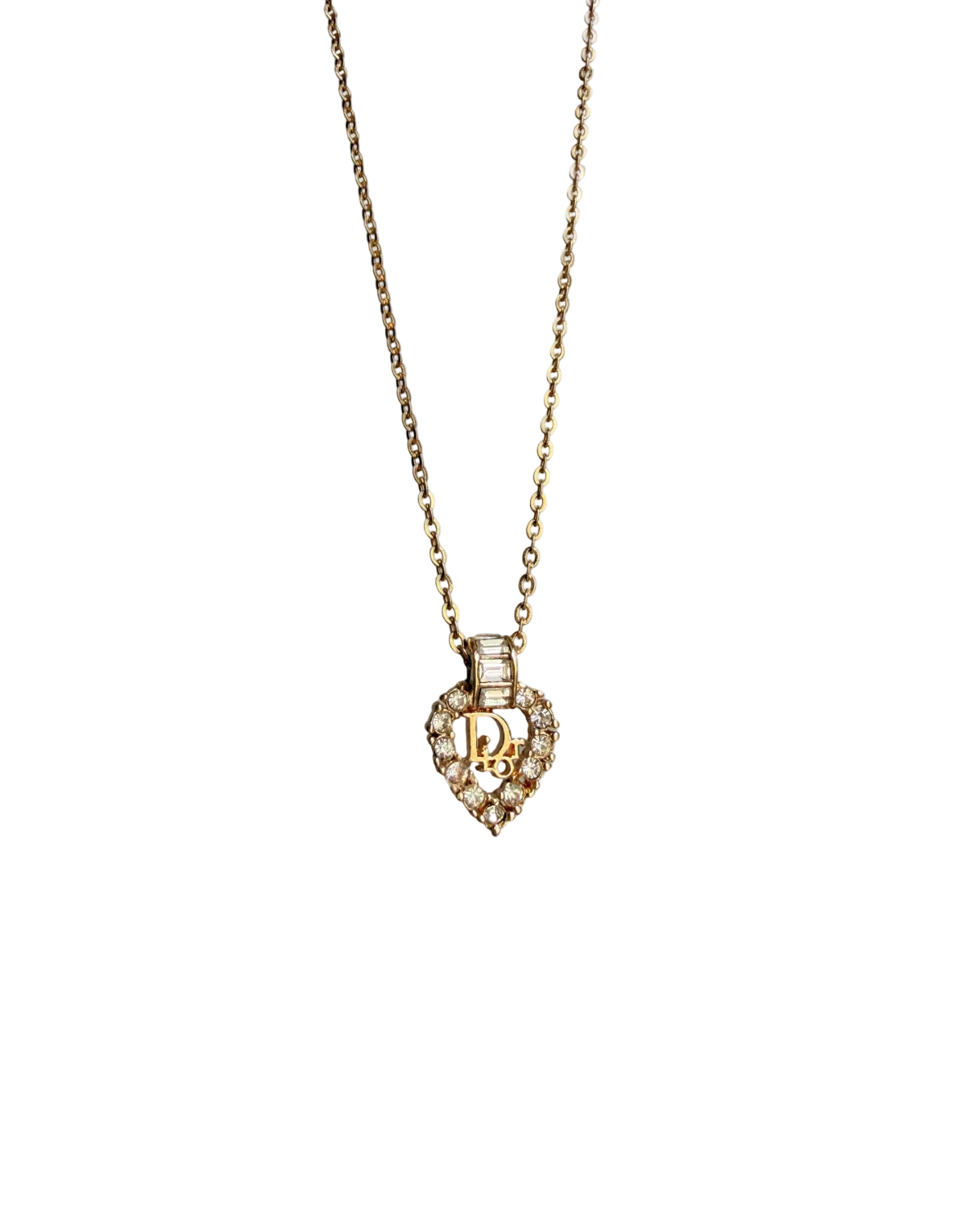 Authentic Dior Heart Rhinestone Necklace