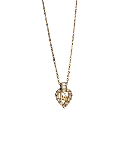 Authentic Dior Heart Rhinestone Necklace
