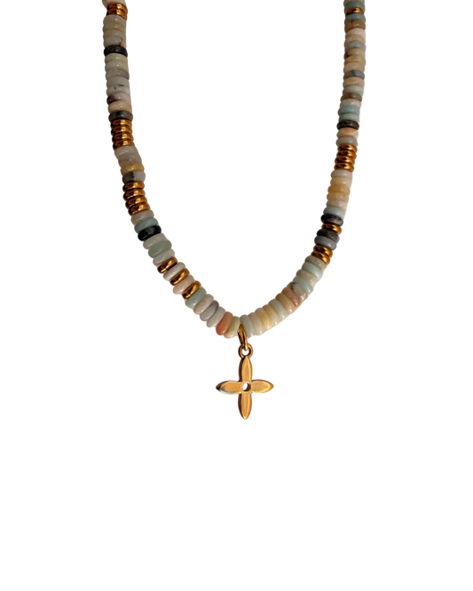 Authentic Louis Vuitton Clasp - Natural Stone Necklace Tuorquise