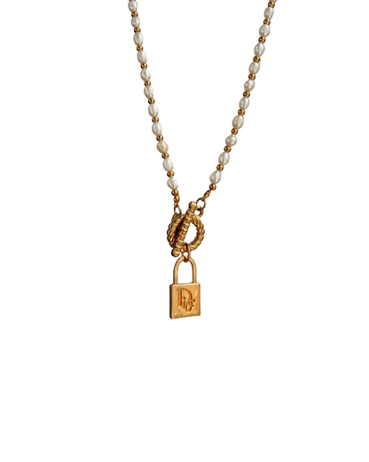 Authentic  Dior Padlock - Reworked Pearls Necklace