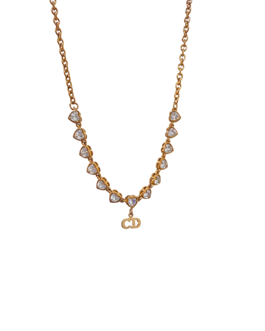 Authentic Dior Pendant – Crystal Heart Necklace