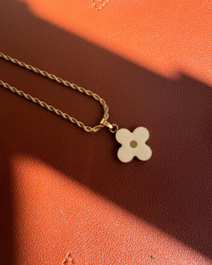 Authentic Louis Vuitton White Round Pendant- Necklace