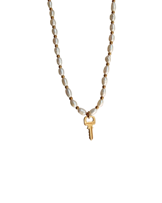 Authentic Louis Vuitton Key Pendant- Pearls Reworked Necklace