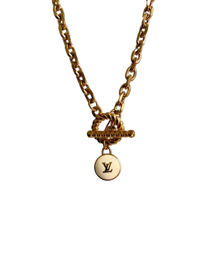 Authentic Louis Vuitton White Logo Pendant- Necklace