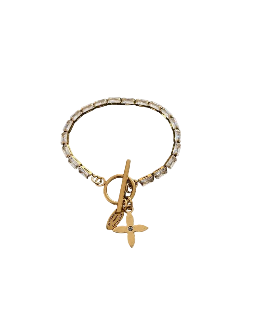 Authentic Louis Vuitton Pendant Reworked Diamante Bracelet