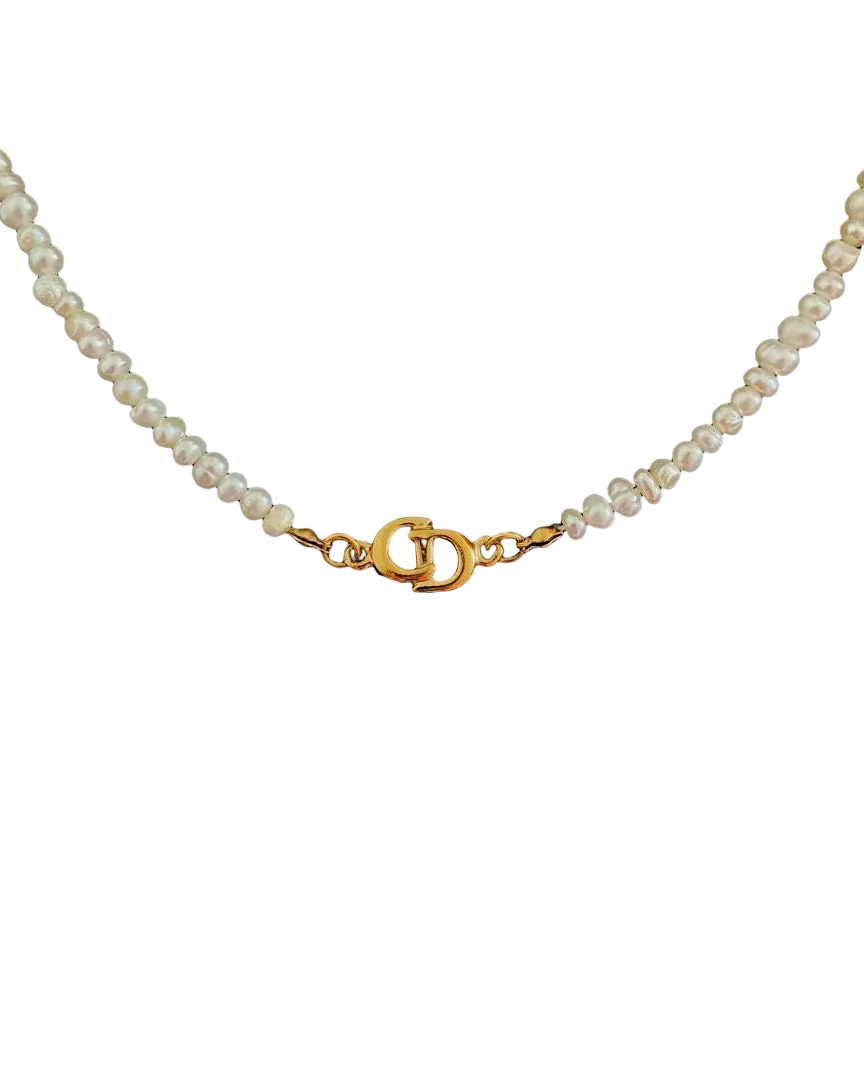 Authentic Dior CD Pendant- Reworked Mini Pearls Choker