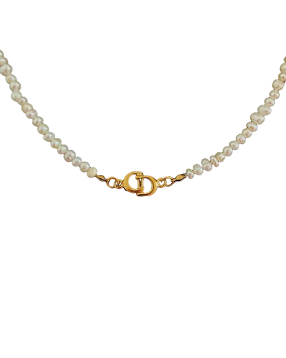 Authentic Dior CD Pendant- Reworked Mini Pearls Choker