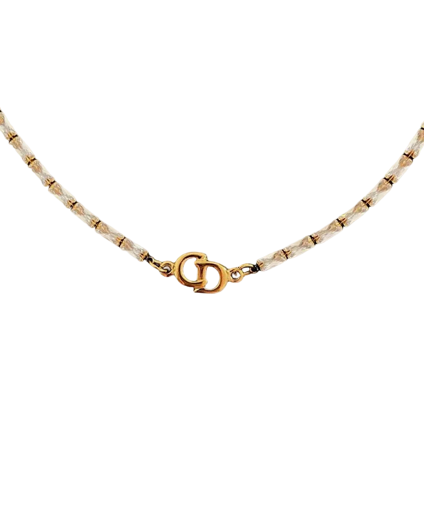 Authentic Dior CD initials Pendant- Reworked Mini Diamante Choker