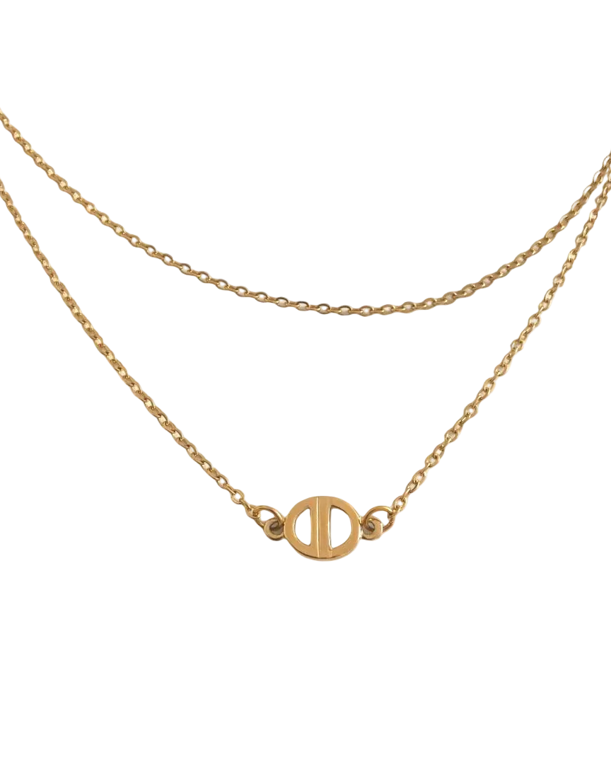 Authentic Dior CD Pendant- Double Chain Reworked Choker