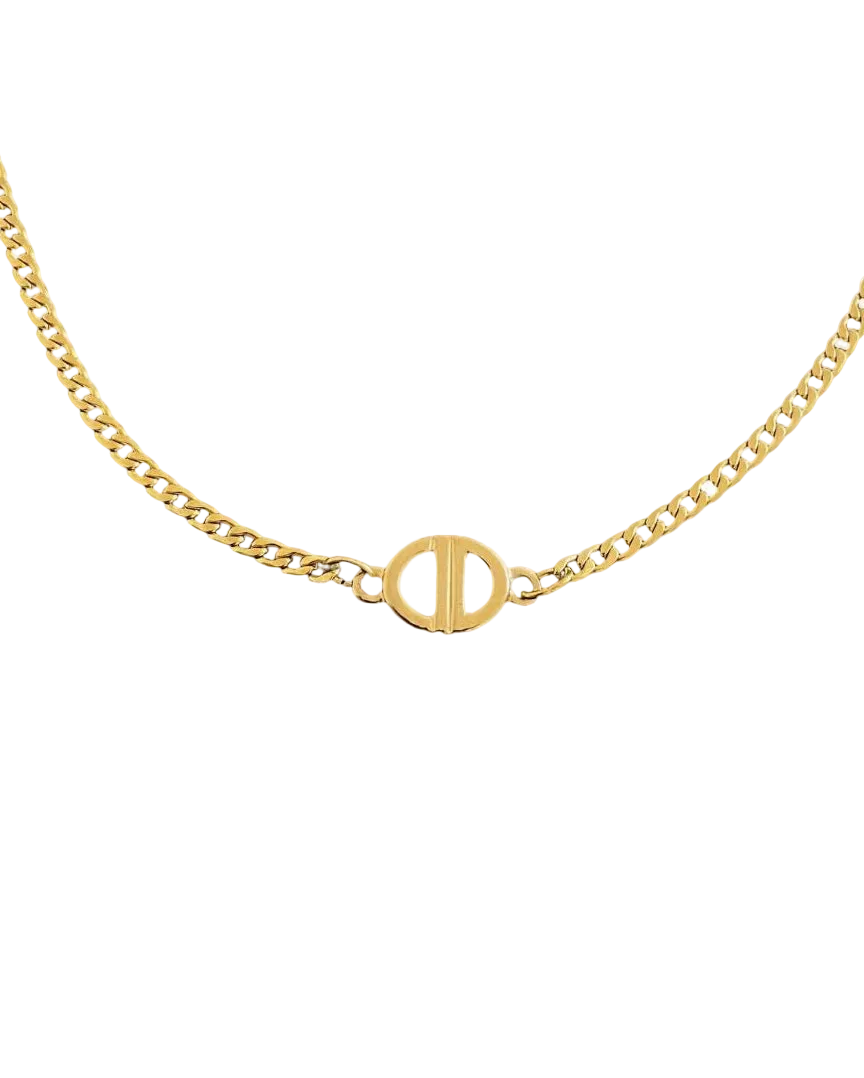 Authentic Dior CD Pendant- Cuban Chain Reworked Choker