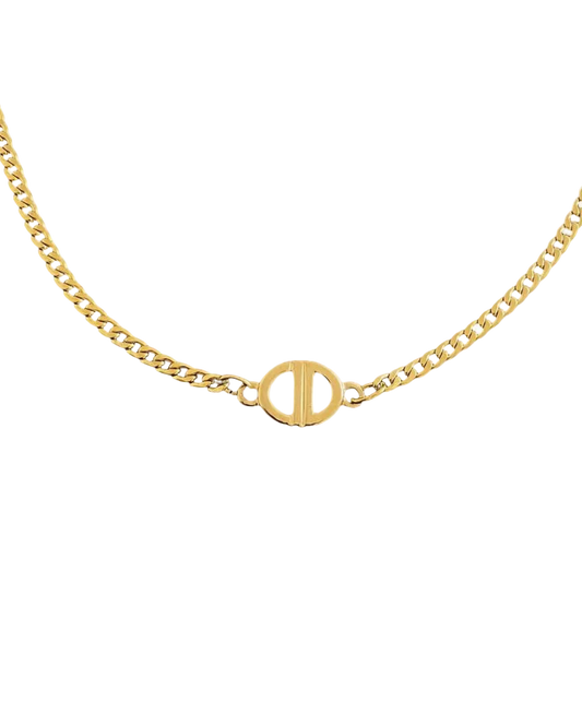 Authentic Dior CD Pendant- Cuban Chain Reworked Choker