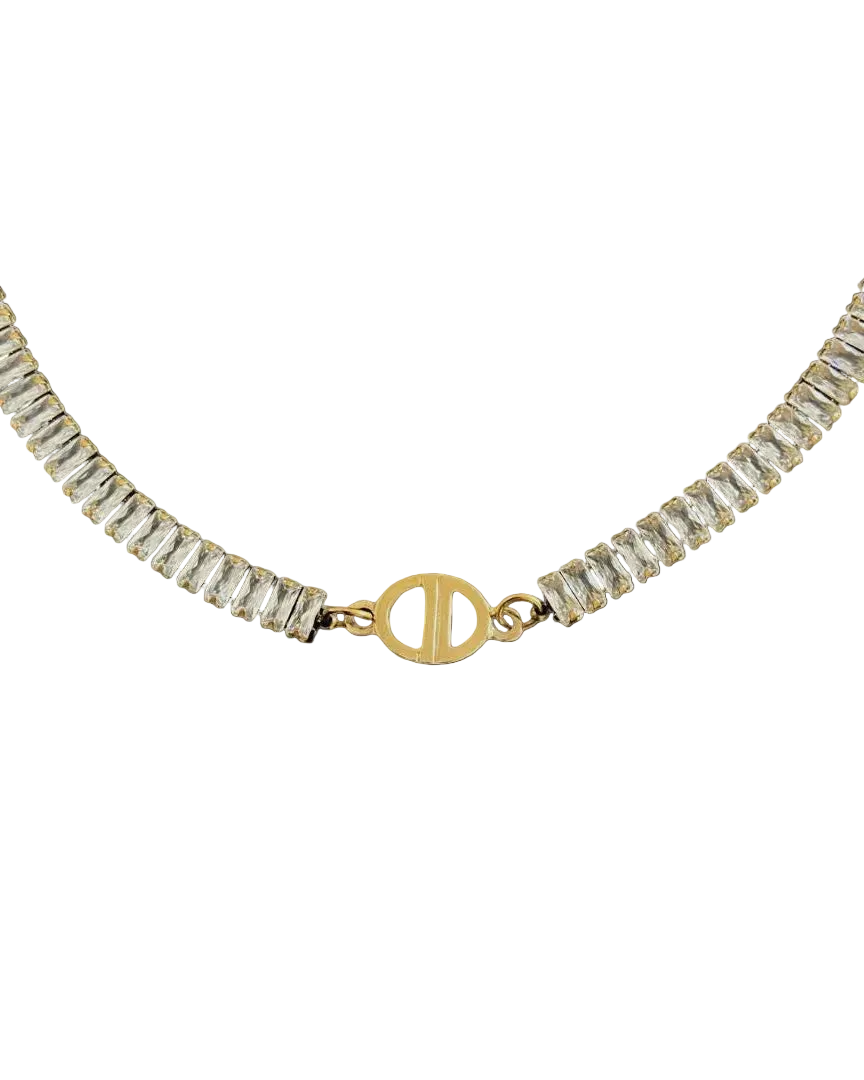 Authentic Dior CD Pendant- Diamante Chain Reworked Choker
