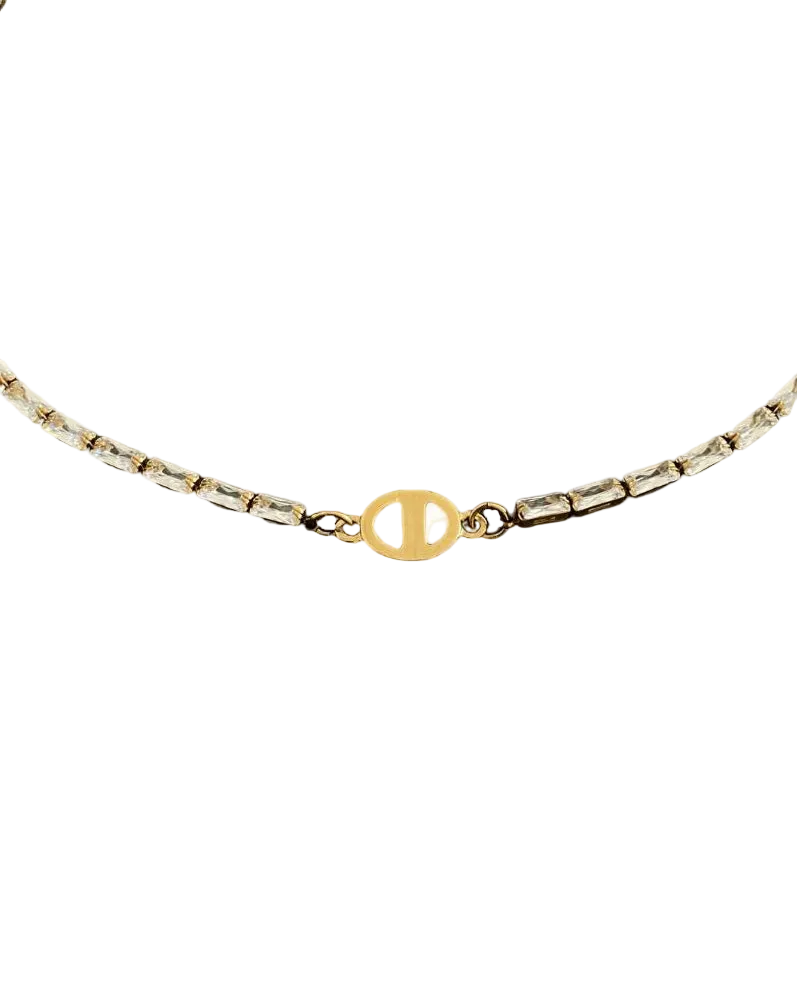 Authentic Dior CD Pendant- Diamante Chain Reworked Choker