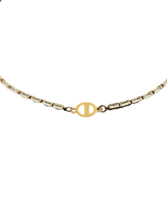 Authentic Dior CD Pendant- Diamante Chain Reworked Choker