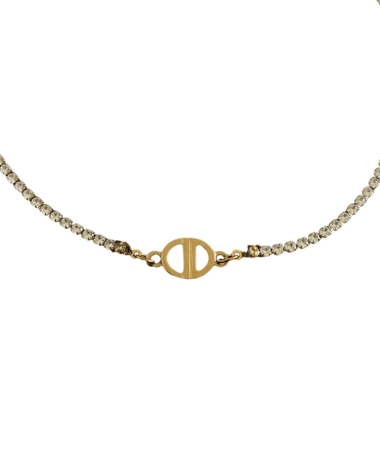 Authentic Dior CD Pendant- Small Diamante Chain Reworked Choker