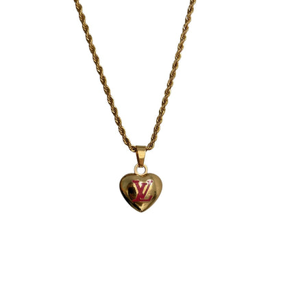 Authentic Louis Vuitton Pendant Gold & Pink Coeur -Reworked Necklace