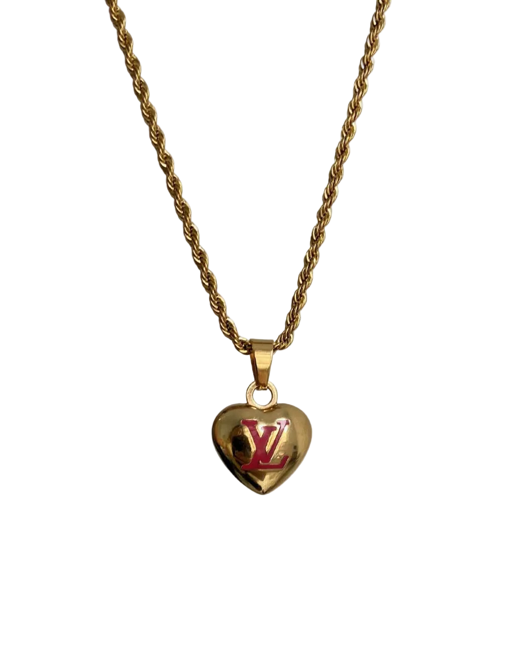 Authentic Louis Vuitton Pendant Gold & Pink Coeur -Reworked Necklace