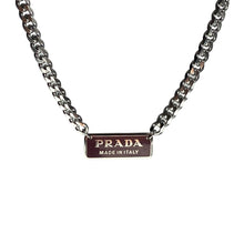 Load image into Gallery viewer, Authentic Silver Prada Square plaque tag - Repurposed Necklace