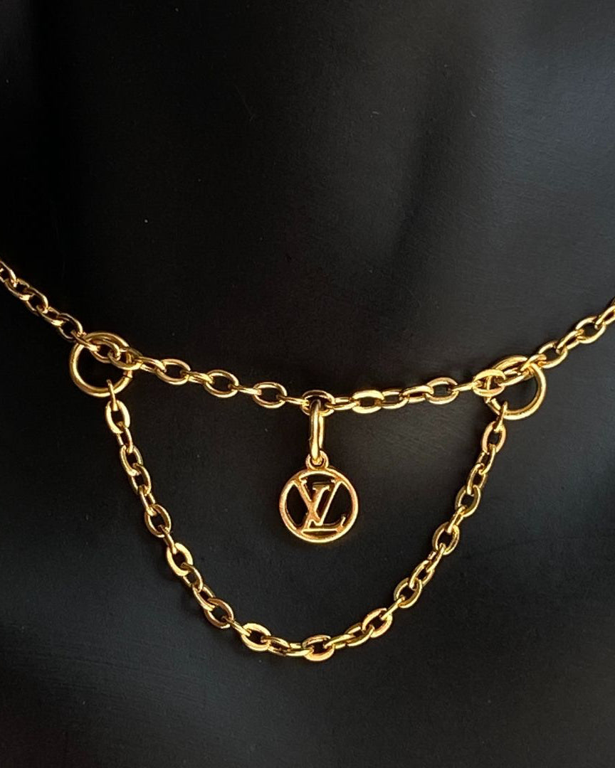 Authentic Louis Vuitton Logo Blooming Pendant- Reworked Choker