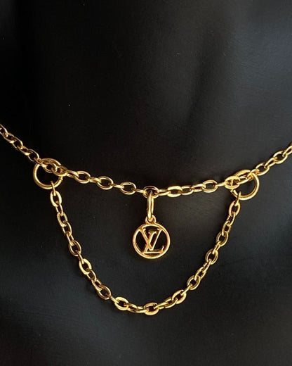 Authentic Louis Vuitton Logo Blooming Pendant- Reworked Choker