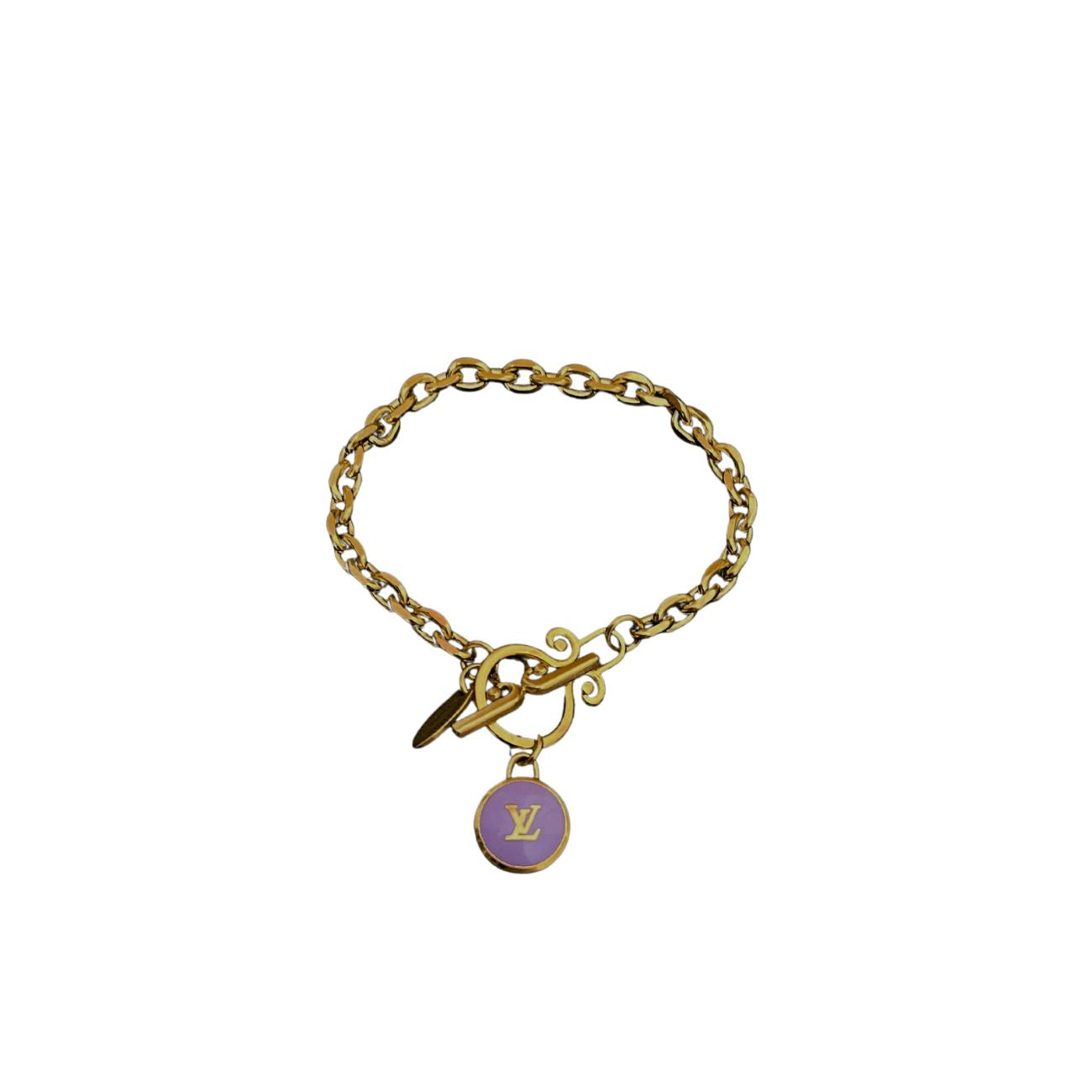Authentic Louis Vuitton Logo Purple Pastilles  Pendant- Bracelet