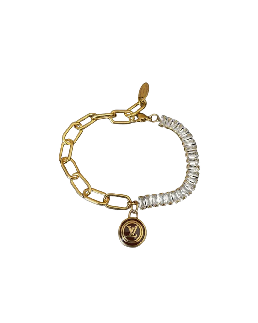 Authentic Louis Vuitton Logo Brown Pastilles  Pendant- Bracelet