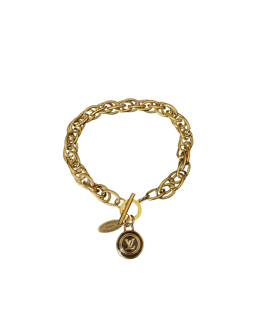 Authentic Louis Vuitton Logo Brown Pastilles  Pendant- Bracelet