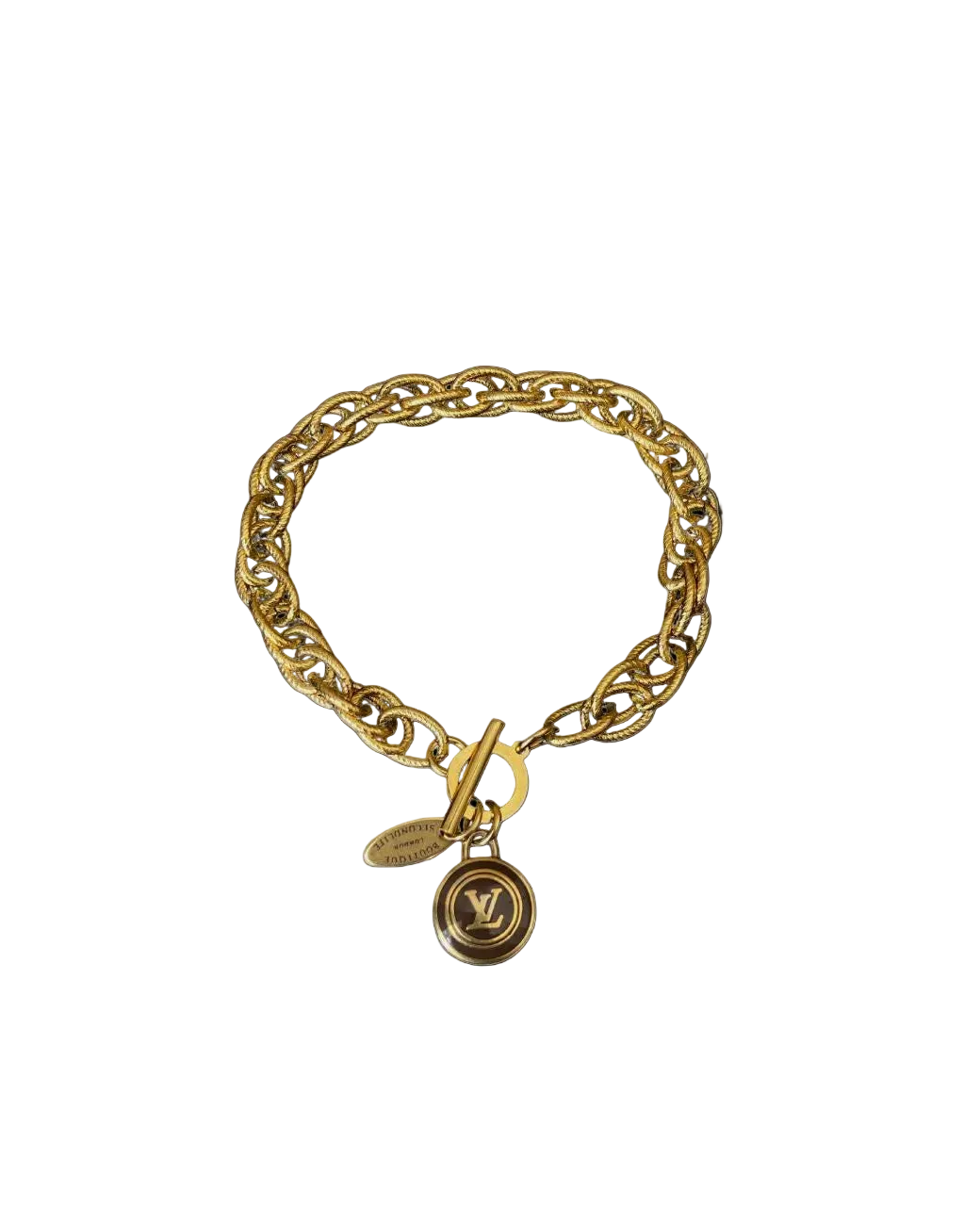 Authentic Louis Vuitton Logo Brown Pastilles  Pendant- Bracelet