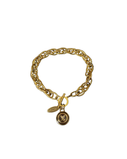 Authentic Louis Vuitton Logo Brown Pastilles  Pendant- Bracelet