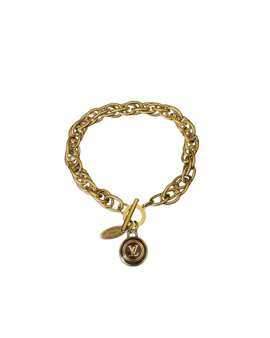 Authentic Louis Vuitton Logo Brown Pastilles  Pendant- Bracelet