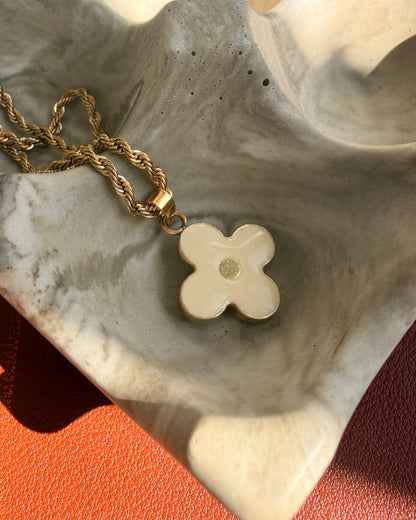 Authentic Louis Vuitton White Round Pendant- Necklace