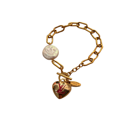 Authentic Louis Vuitton Hear Pendant- Upcycled Bracelet