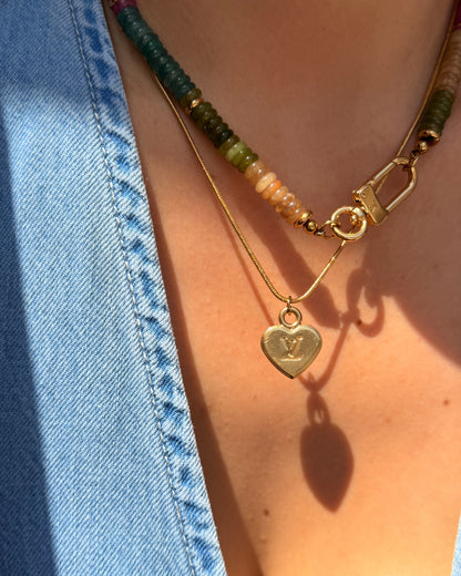 Authentic Louis Vuitton Heart Reworked Dainty Necklace