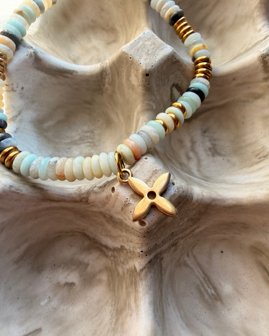 Authentic Louis Vuitton Clasp - Natural Stone Necklace Tuorquise