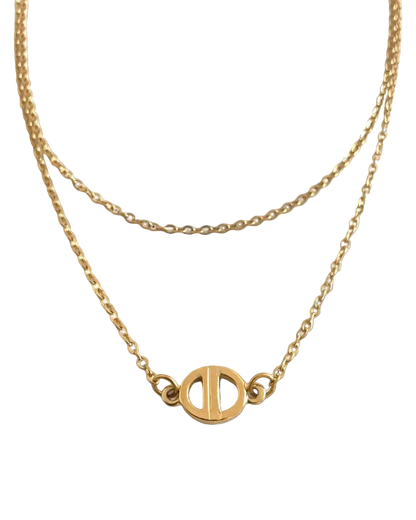 Authentic Dior CD Pendant- Double Chain Reworked Choker