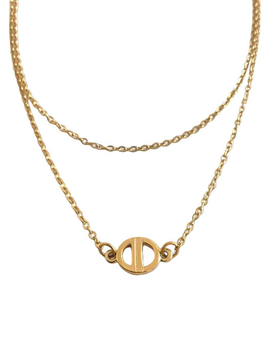 Authentic Dior CD Pendant- Double Chain Reworked Choker