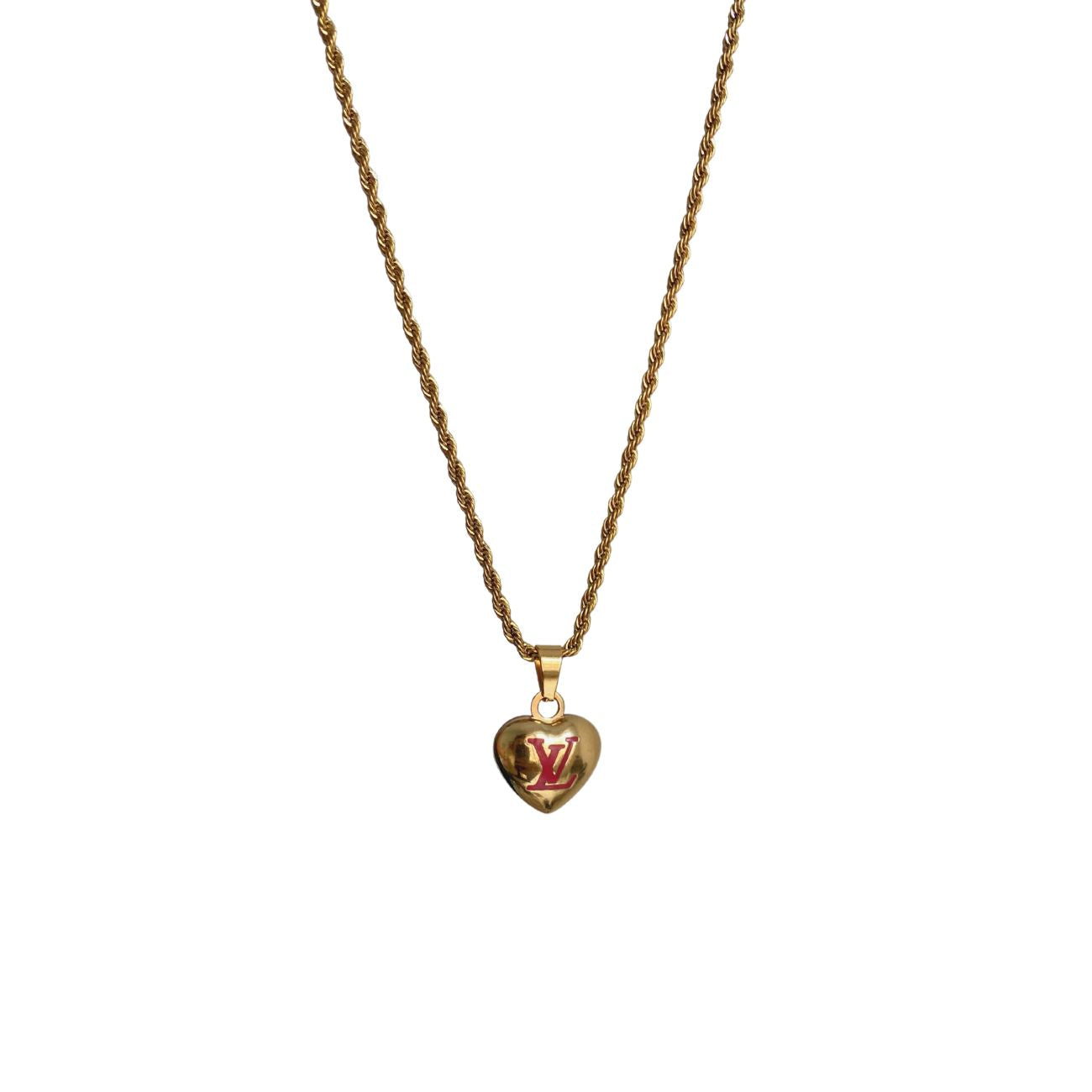Authentic Louis Vuitton Pendant Gold & Pink Coeur -Reworked Necklace
