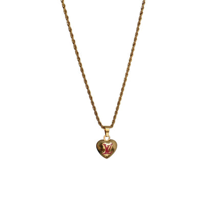 Authentic Louis Vuitton Pendant Gold & Pink Coeur -Reworked Necklace